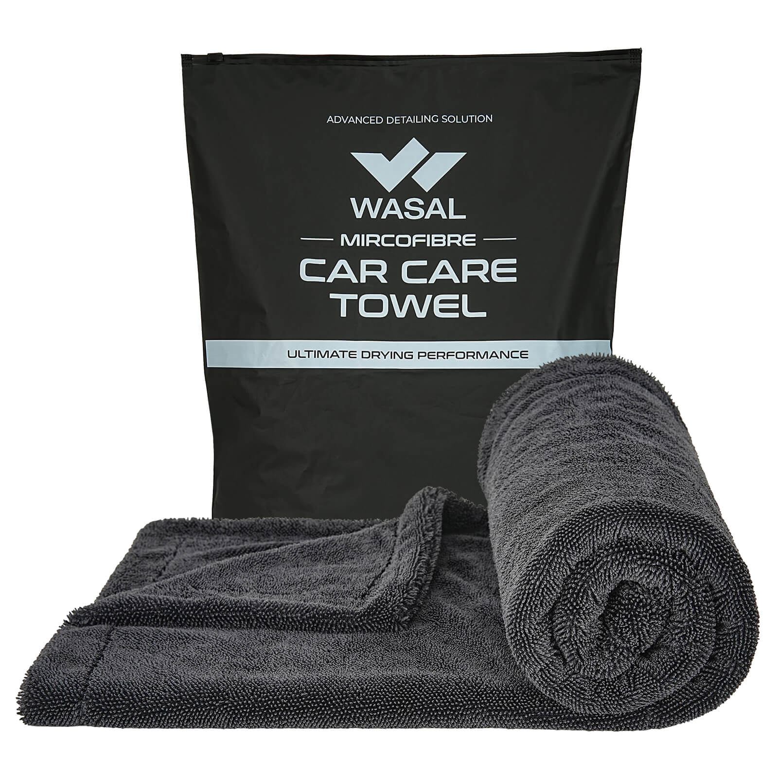 Wasal Car Drying Towel - 24" x 36" XL, Popular Pick Among Detailing Pro-1300 GSM Microfiber Edgeless Twisted Loop Design - 70/30